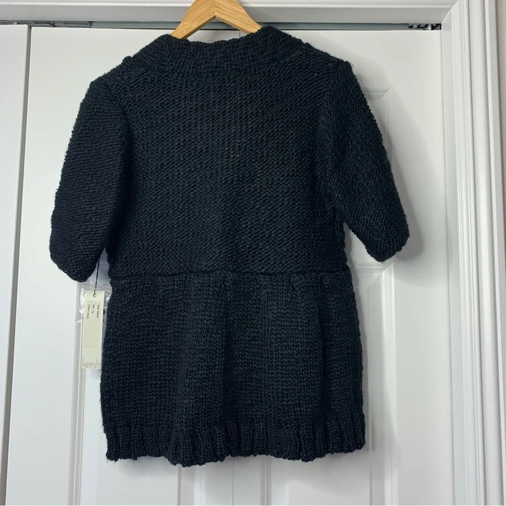 NWT Kersh Black V-Neck Chunky Knit Contemporary Cardigan Women’sSize US L - Picture 7 of 14